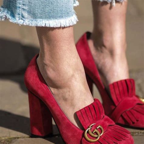 gucci womens high heel shoes|gucci marmont fringe heels.